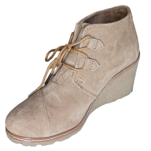 Toms women tan suede wedge ankle boots Size 7.5 - Picture 7 of 10